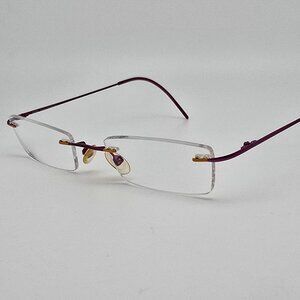 Oxibis ZEF Premium Percee Col. 20C Plum Yellow Rimless Eyeglasses Frame France